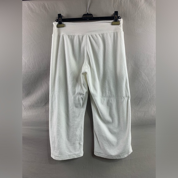White Terry Cloth Wide Leg Crop Pant - Picture 2 of 3